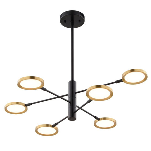 Vaxcel Cullerto 34.75 in. 6 Light LED Pendant in Matte Black and Antique Gold Model: P0424