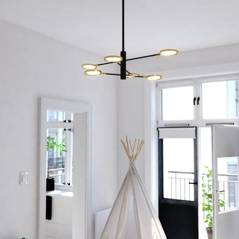 Vaxcel Cullerto 34.75 in. 6 Light LED Pendant in Matte Black and Antique Gold Model: P0424