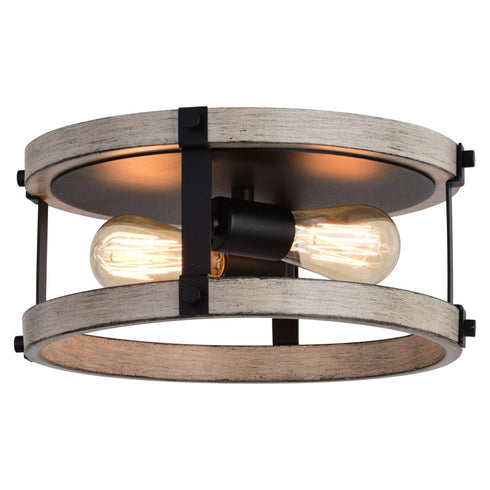 Vaxcel_discontinued Danvers 13 in Flush Mount in Textured Black and Weathered Gray Model: C0282