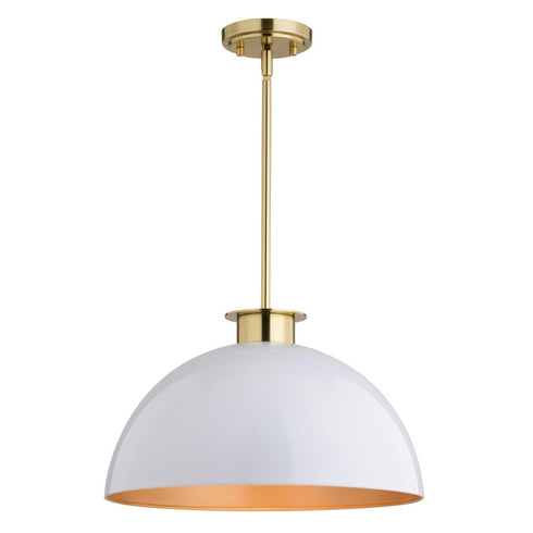 Vaxcel Devon 16 in. Pendant in Glossy White and Satin Brass Model: P0411