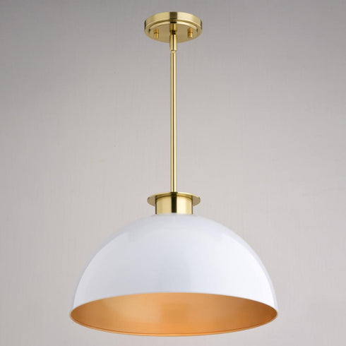 Vaxcel Devon 16 in. Pendant in Glossy White and Satin Brass Model: P0411