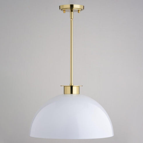 Vaxcel Devon 16 in. Pendant in Glossy White and Satin Brass Model: P0411