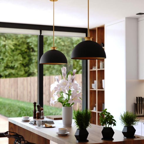 Vaxcel Devon 16 in. Pendant in Matte Black and Satin Brass Model: P0412