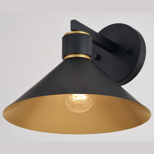 Vaxcel Dunbar 10 in Outdoor Wall Light in Matte Black and Gold Model: T0681