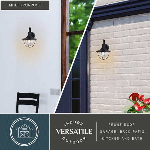 Vaxcel Dunlap 9 in. W Outdoor Wall Light in Textured Black Model: T0779