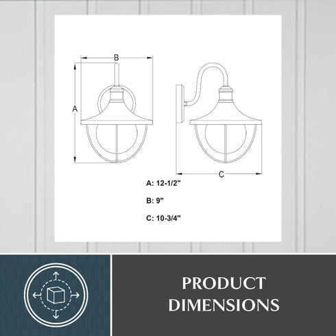 Vaxcel Dunlap 9 in. W Outdoor Wall Light in Textured Black Model: T0779