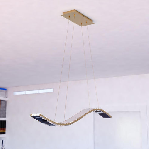 Vaxcel Edgewater 37.5 in. W LED Linear Chandelier in Gilded Brass Model: P0428