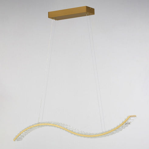 Vaxcel Edgewater 37.5 in. W LED Linear Chandelier in Gilded Brass Model: P0428