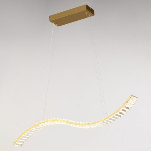 Vaxcel Edgewater 37.5 in. W LED Linear Chandelier in Gilded Brass Model: P0428