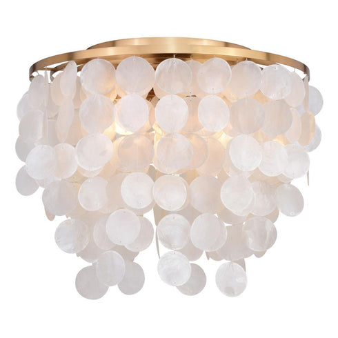 Vaxcel Elsa Capiz Shell 16 in. 3 Light Flush Mount in Natural Brass Model: C0285