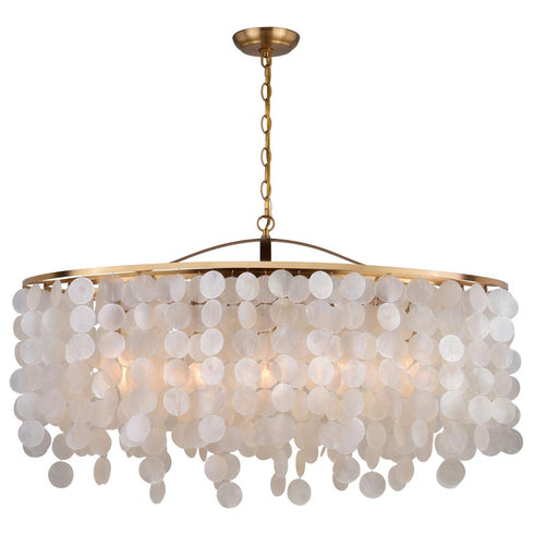 Vaxcel Elsa Capiz Shell 35.75 in. 5 Light Linear Chandelier in Natural Brass Model: H0282
