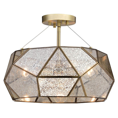 Vaxcel Euclid 16 in. 3 Light Semi Flush Mount in Aged Brass Model: C0284
