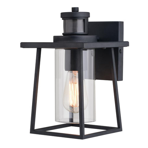 Vaxcel Geneva Dualux 7 in. Outdoor Motion Sensor Wall Light in Textured Black Model: T0729