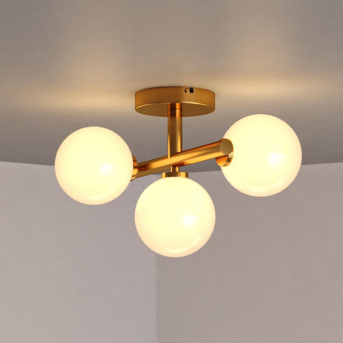 Vaxcel Graham 13 in. W 3 Light Semi Flush Mount in Harvest Gold Model: C0318