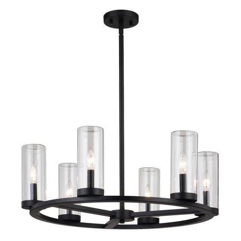 Vaxcel Grantley 26 in 6 Light Indoor Outdoor Chandelier in Matte Black Model: H0290