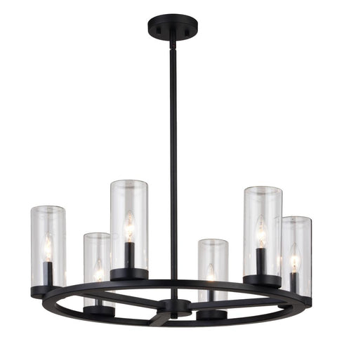 Vaxcel Grantley 26 in 6 Light Indoor Outdoor Chandelier in Matte Black Model: H0290