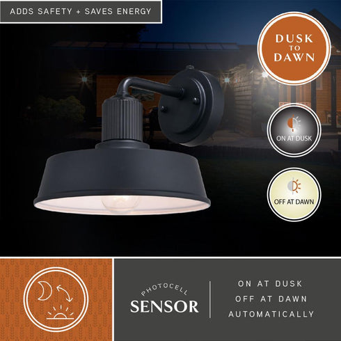 Vaxcel Hammond 10 in. Outdoor Wall Light Matte Black and Glossy White in Matte Black and White Finish Model: T0750
