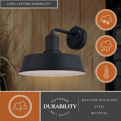 Vaxcel Hammond 12 in. Outdoor Wall Light Matte Black and Glossy White in Matte Black and White Finish Model: T0751