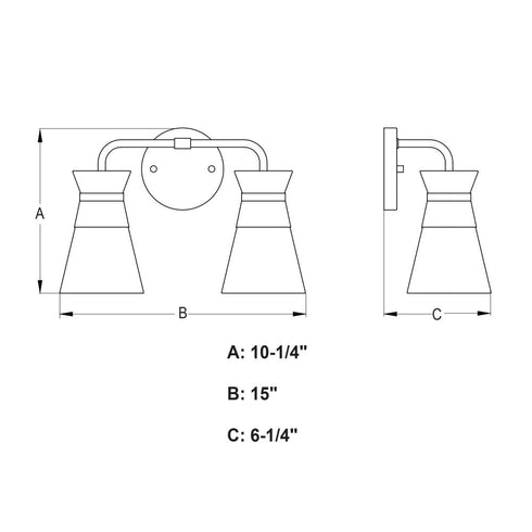 Vaxcel Harper 15 in. W 2 Light Vanity in Natural Brass Model: W0471