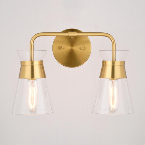 Vaxcel Harper 15 in. W 2 Light Vanity in Natural Brass Model: W0471