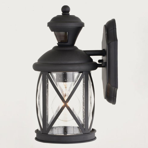 Vaxcel Henderson Dualux 5.25 in Outdoor Motion Sensor Wall Light in Textured Black Model: T0713