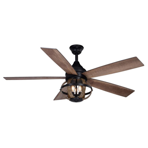 Vaxcel Huron 52 in. 3 Light LED Ceiling Fan in Black and Burnished Teak Model: F0114