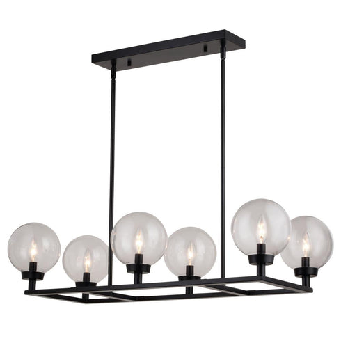 Vaxcel Lander 35 in. 6 Light Linear Chandelier in Matte Black Model: H0278