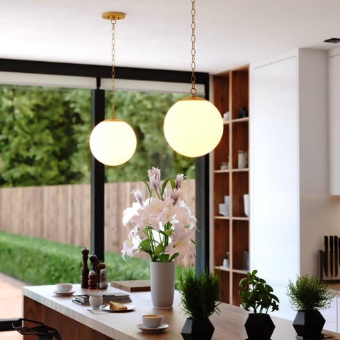 Vaxcel Linden 12 in. 1 Light Globe Pendant in Muted Brass Model: P0414