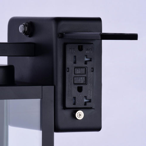 Vaxcel Lombard 5 in. Outdoor Wall Light with GFCI Outlet in Textured Black Model: T0786