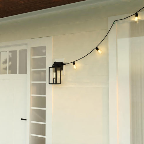 Vaxcel Lombard 5 in. Outdoor Wall Light with GFCI Outlet in Textured Black Model: T0786