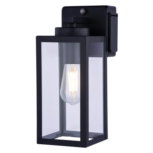 Vaxcel Lombard 5 in. Outdoor Wall Light with GFCI Outlet in Textured Black Model: T0786