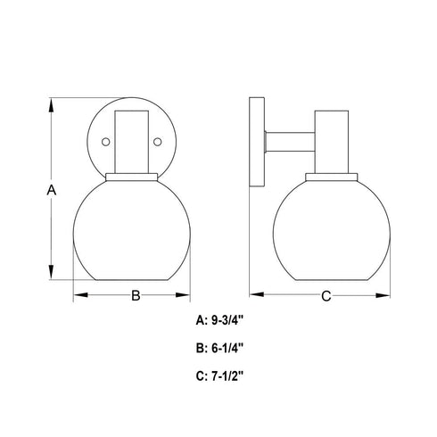 Vaxcel Marshall 1 Light Wall Light in Matte Black Model: W0461