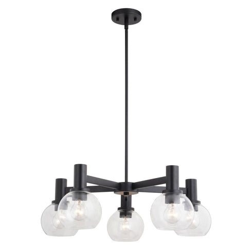 Vaxcel Marshall 27 in. 5 Light Chandelier in Matte Black Model: H0296