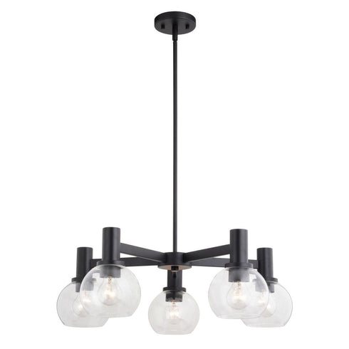 Vaxcel Marshall 27 in. 5 Light Chandelier in Matte Black Model: H0296