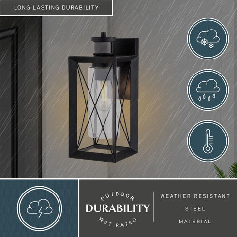 Vaxcel Milton Dualux 6 in. W Outdoor Motion Sensor Wall Light in Matte Black Model: T0762