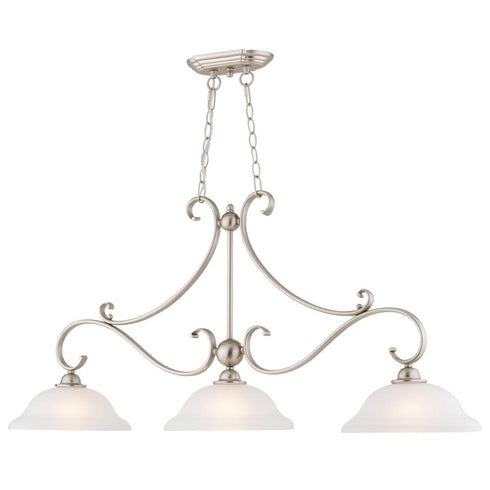 Vaxcel Monrovia 3 Light Linear Chandelier in Brushed Nickel Model: H0299