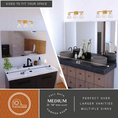 Vaxcel Ogden 25.5 in. W 3 Light Vanity Classic in Gold Model: W0500