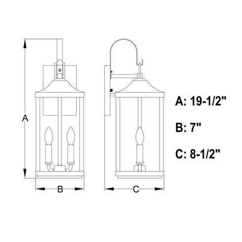 Vaxcel Old Town 7 in. W 2 Light Outdoor Wall Light in Textured Black Model: T0764
