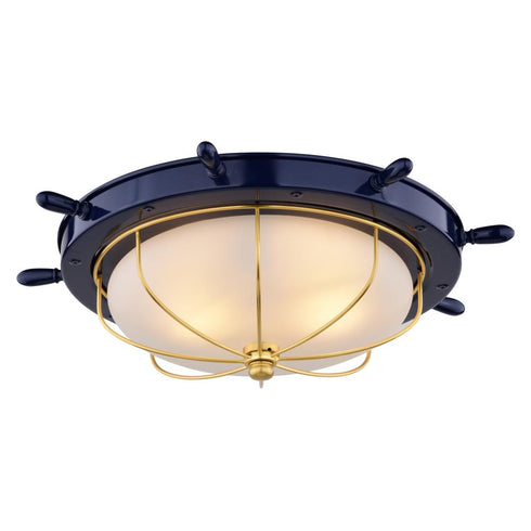 Vaxcel Orleans 15 in. W Flush Mount in Navy Blue and Matte Gold Model: C0316