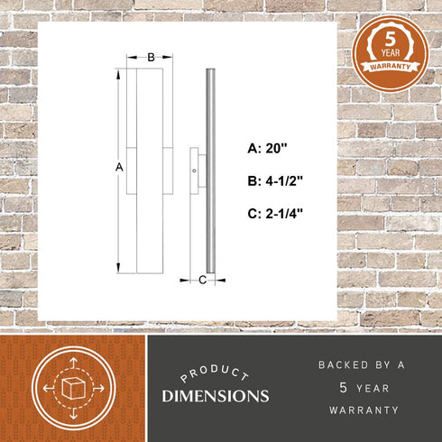 Vaxcel Owen 20 in. H LED Outdoor Wall Light in Matte Black Model: T0766