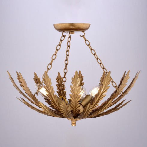 Vaxcel Ozette 18 in. W 3 Light Semi Flush Mount Heritage Gold in Painted Gold Finish Model: C0319