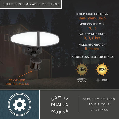 Vaxcel Palatine 2 Light 12 in. LED Outdoor Motion Sensor with Emergency Backup in Bronze Model: T0783