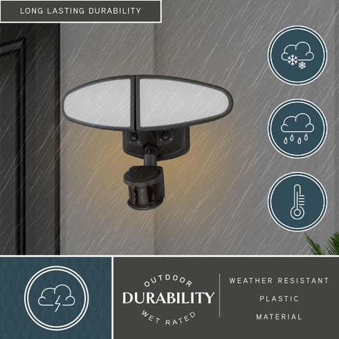 Vaxcel Palatine 2 Light 12 in. LED Outdoor Motion Sensor with Emergency Backup in Bronze Model: T0783