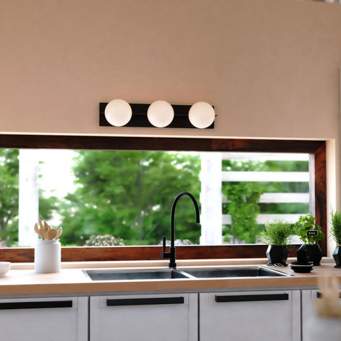 Vaxcel Parkview 3 Light Vanity Light in Matte Black Model: W0449
