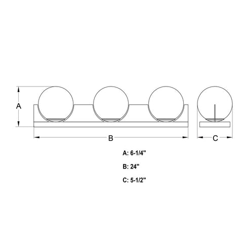 Vaxcel Parkview 3 Light Vanity Light in Matte Black Model: W0449