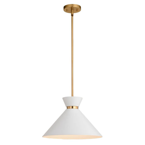 Vaxcel Racine 15 in 1 Light Pendant in Matte White and Natural Brass Model: P0399