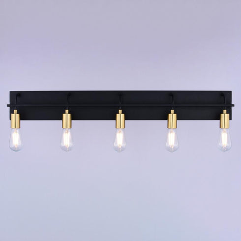 Vaxcel Seward Park 36 in. W 5 Light Vanity in Black and Satin Brass Model: W0504