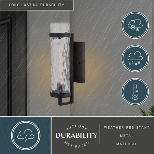 Vaxcel Seymour 15.5 in. H Outdoor Wall Light in Textured Black Model: T0772