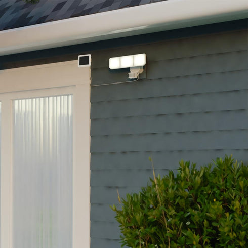 Vaxcel Solar Powered 15.75 in. 3 Light Solar LED Outdoor Motion Sensor Security Flood Light in White Model: T0723