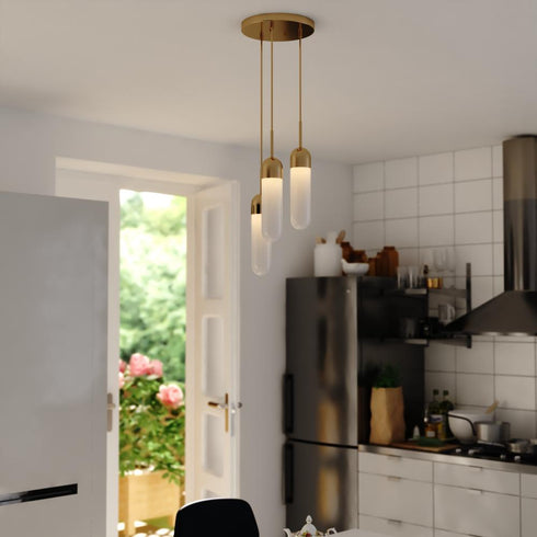 Vaxcel Thalia 10 in. W 3 Light Pendant in Antique Gold Model: P0422